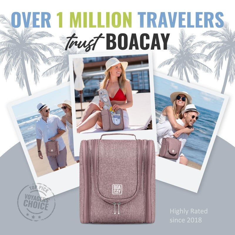 BOACAY حقيبة تواليت سفر معلقة من BOACAY للنساء والرجال، حقيبة مكياج، مجموعة تنظيم الحمام والدش للإكسسوارات، مستحضرات التجميل، أساسيات السفر - Image 5